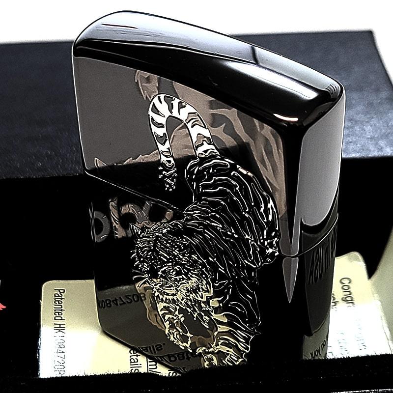 ZIPPO（ジッポー） 虎 和柄 細密レーザー彫刻＆銀差し かっこいい