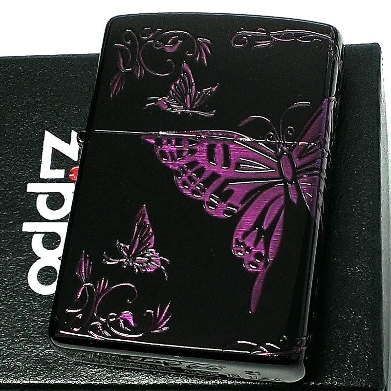 ZIPPO ライター 蝶 バタフライ ジッポー イオンブラック 紫 おしゃれ パープル レディース 黒 可愛い 女性 ギフト プレゼント :  2btf-c : Zippoタバコケース喫煙具のハヤミ - 通販 - Yahoo!ショッピング