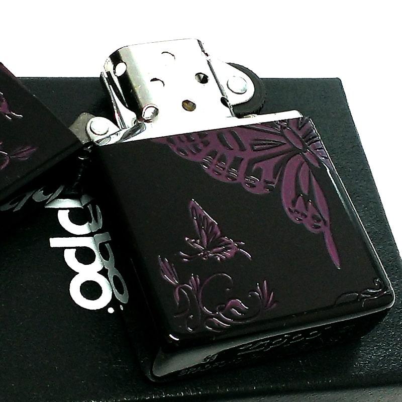 ZIPPO（ジッポー） ライター 蝶 バタフライ イオンブラック 紫