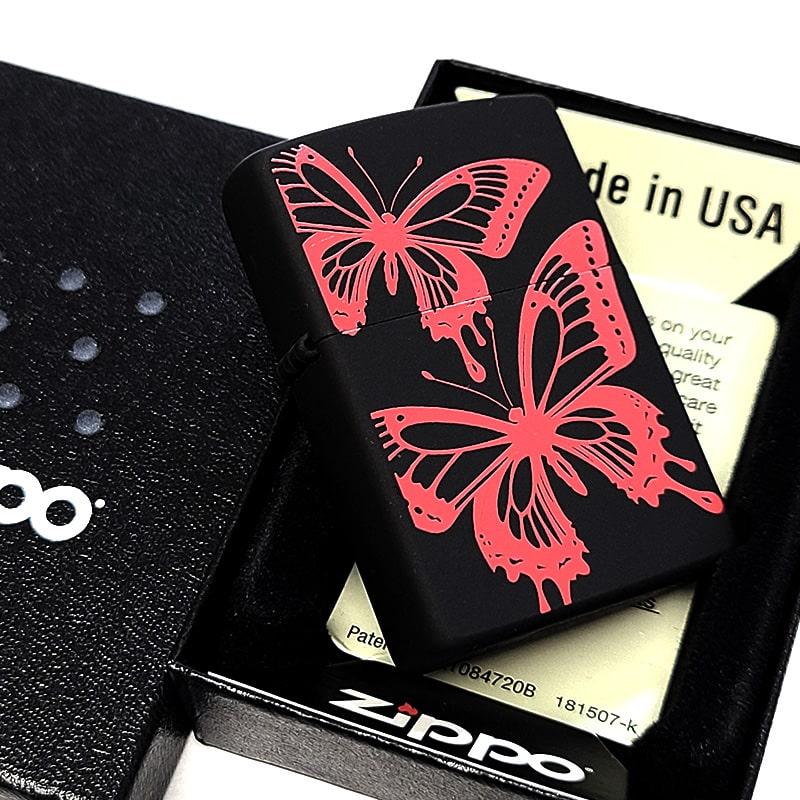 ZIPPO（ジッポー） ライター レッド バタフライ かわいい 蝶 レッド 