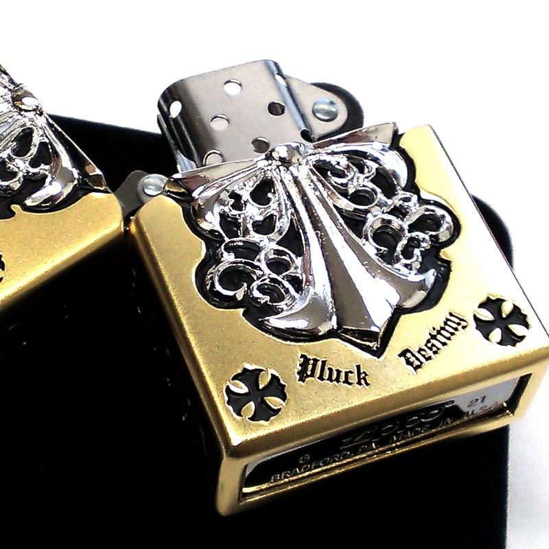 ZIPPO ライター メタルジャケット 金銀 ジッポ ザイン 彫刻 メンズ 銀