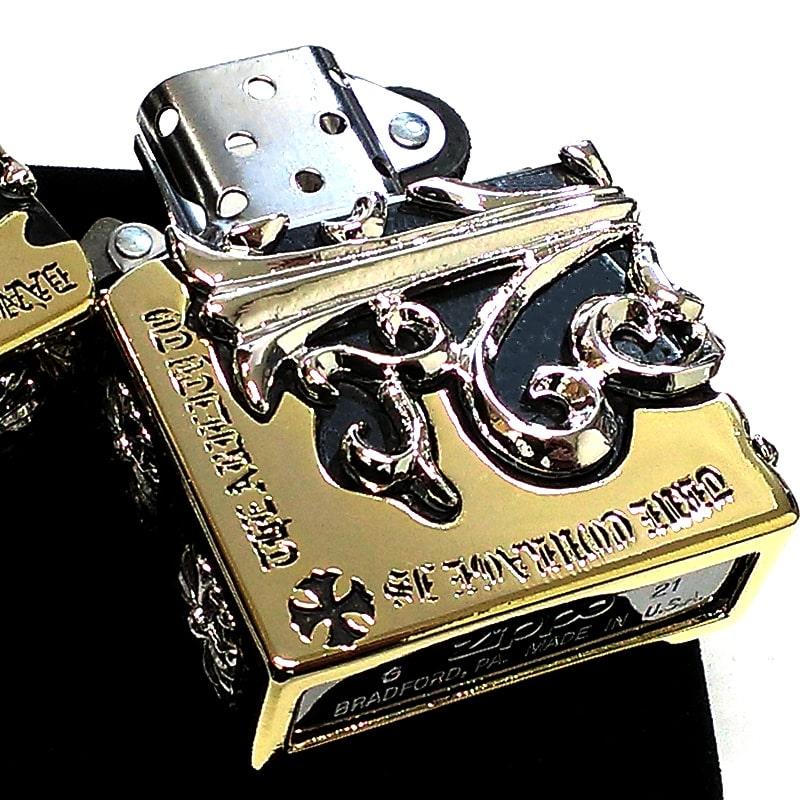 ZIPPO（ジッポー） ライター メタルジャケット 超重厚 クロス ゴールド 