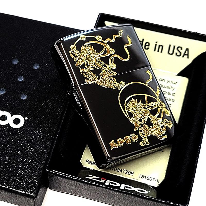 ZIPPO（ジッポー） 和柄 風神雷神 ジッポ ライター ブラックニッケル 