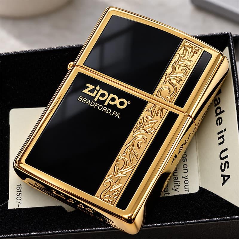 ZIPPO（ジッポー） ライター シンプル アラベスク ライン入り ロゴ 金