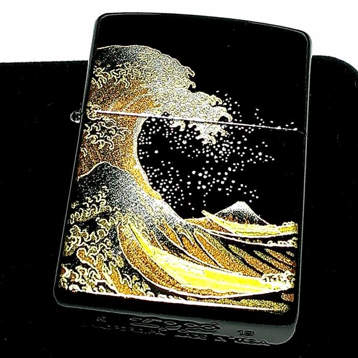 ZIPPO ライター 本金蒔絵 波富士 伝統工芸 ジッポ 和柄 漆塗り