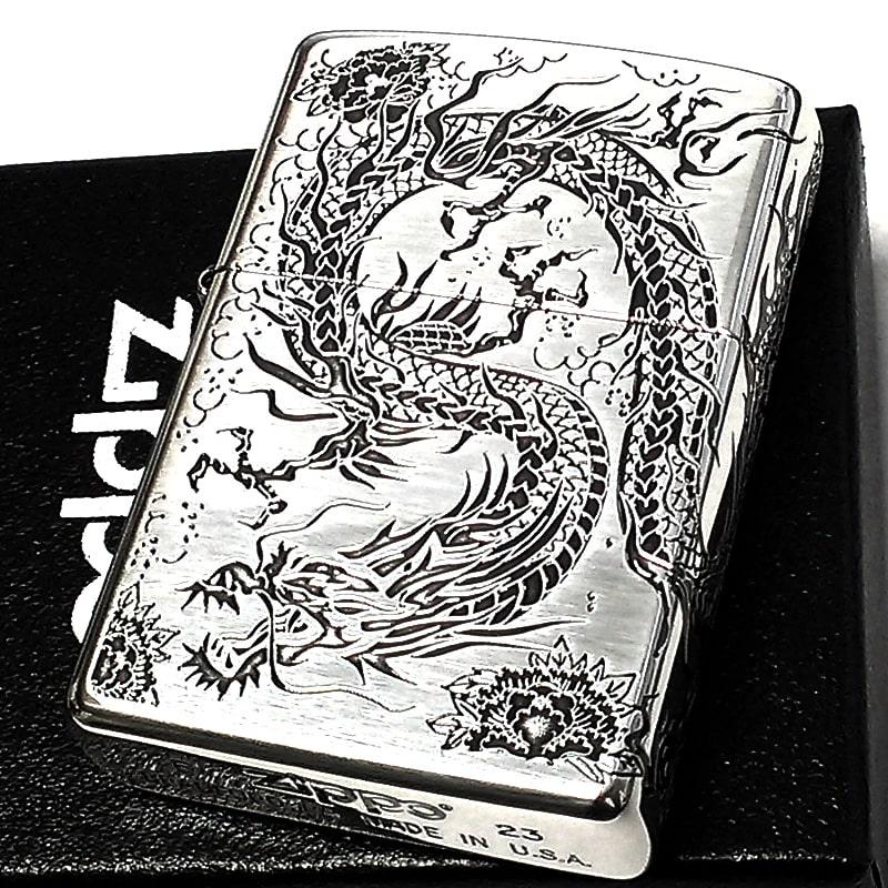 ZIPPO（ジッポー） ライター 二面龍 ジッポ シルバー 2面連続彫刻 銀