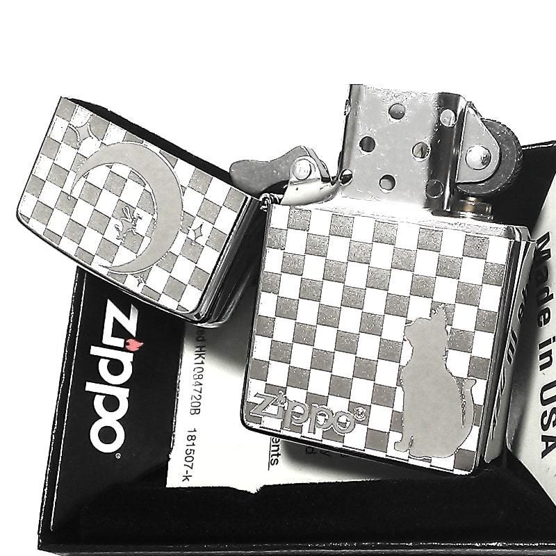 ZIPPO（ジッポー） ライター ネコと月 猫 ジッポ 三日月 細密 