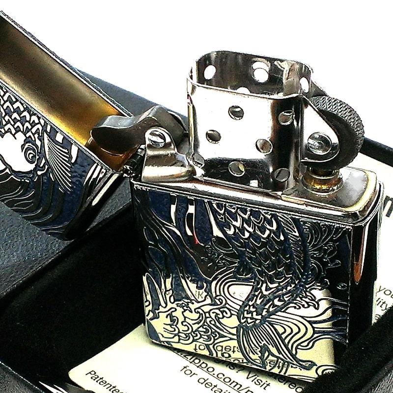 ZIPPO（ジッポー） ライター 和柄 昇鯉 ブルー ジッポ 両面柄違い加工 