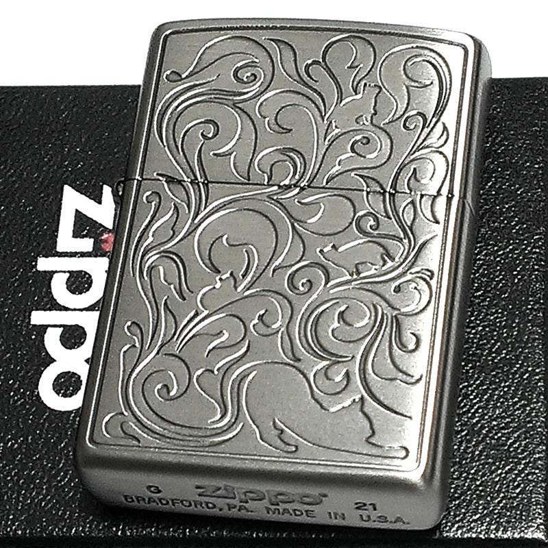 ZIPPO（ジッポー） ライター 可愛い ねこ アラベスク 彫刻 キャット