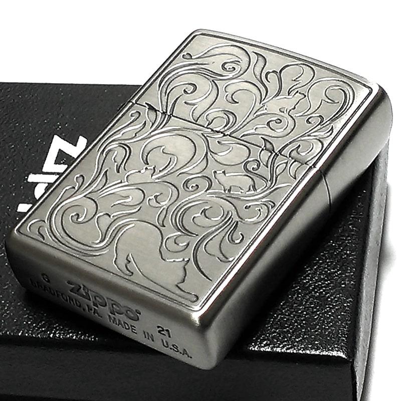 ZIPPO（ジッポー） ライター 可愛い ねこ アラベスク 彫刻 キャット 