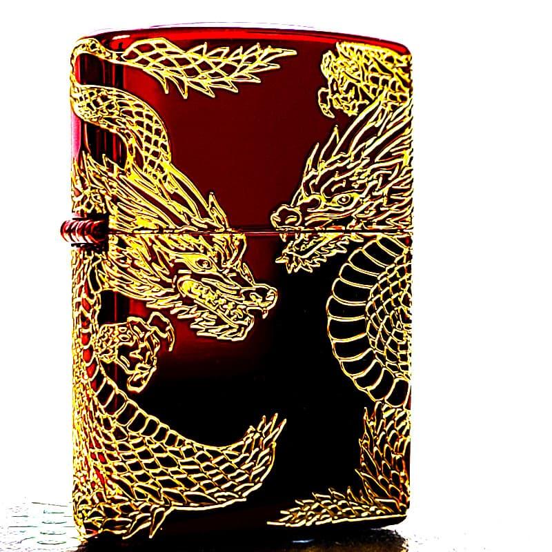 ZIPPO（ジッポー） ライター 双龍 ジッポ 和柄 三面加工 イオンレッド