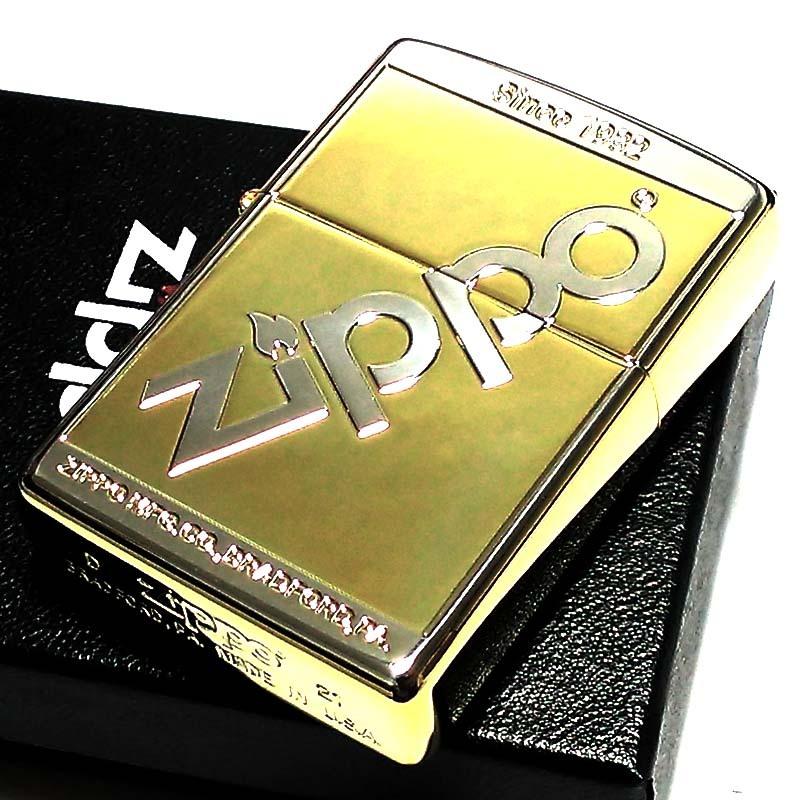 ZIPPO ロゴデザイン ジッポ ライター シルバー＆ゴールド かっこいい