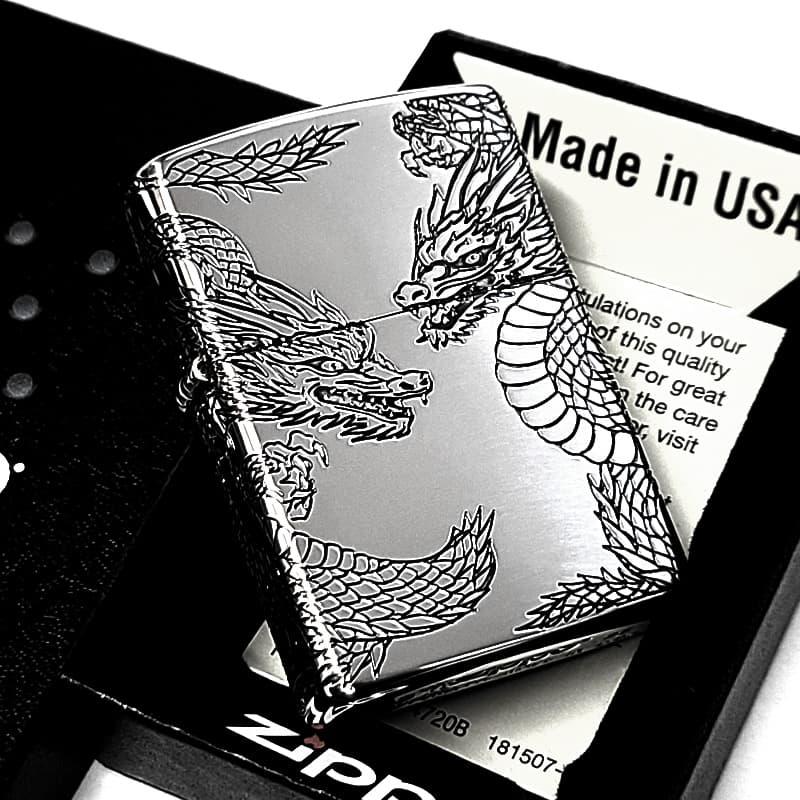 ZIPPO（ジッポー） 和柄 三面加工 双龍 ジッポ ライター ツイン