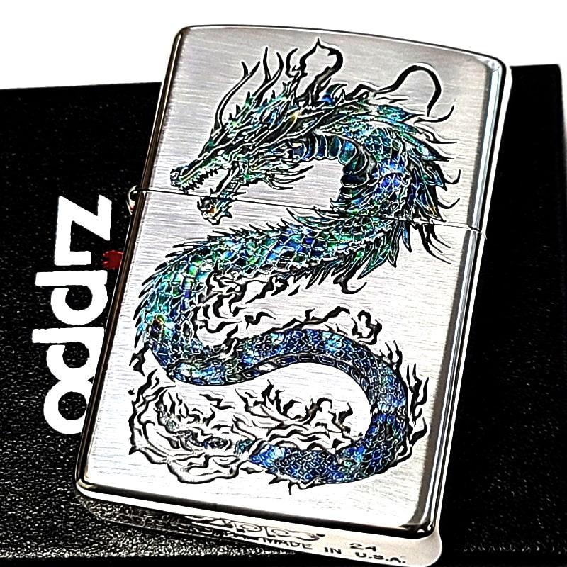 ZIPPO（ジッポー） 青龍 和柄 ジッポ ライター ドラゴン 銀燻し 彫刻