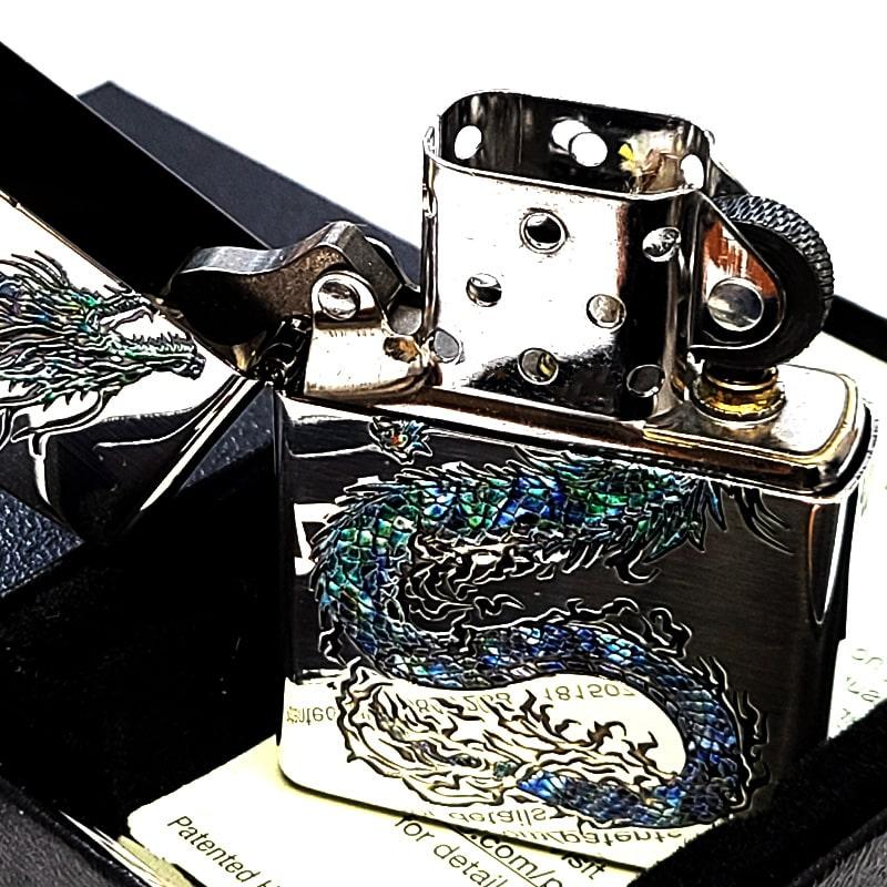 ZIPPO（ジッポー） 青龍 和柄 ジッポ ライター ドラゴン 銀燻し 彫刻