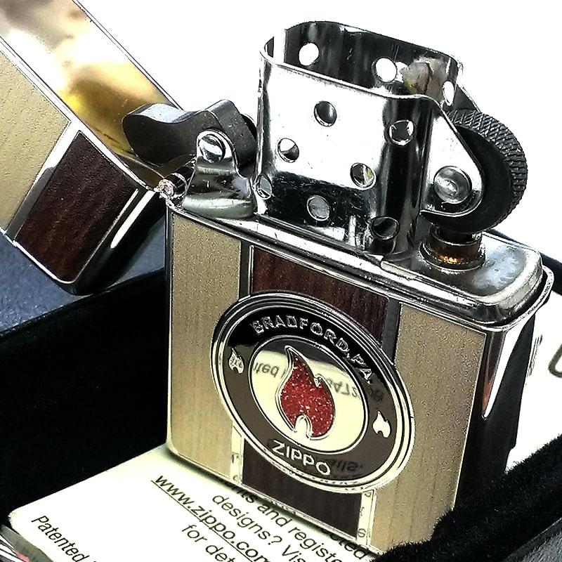 ZIPPO（ジッポー） ライター フレーム ロゴ ジッポ かっこいい 炎 木目 