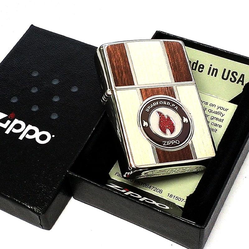 ZIPPO（ジッポー） ライター フレーム ロゴ ジッポ かっこいい 炎 木目 