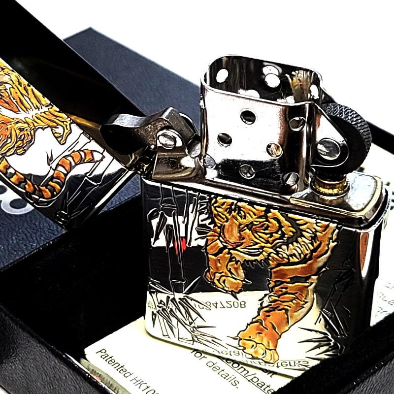 ZIPPO 虎柄　未使用 ZIPPO（ジッポー） ライター 和柄 虎 ジッポ お守り ブラックニッケル