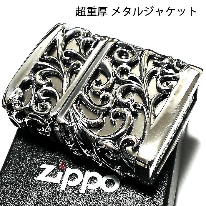 ZIPPO ライター メタルジャケット 超重厚 デビル シルバーイブシ 豪華 