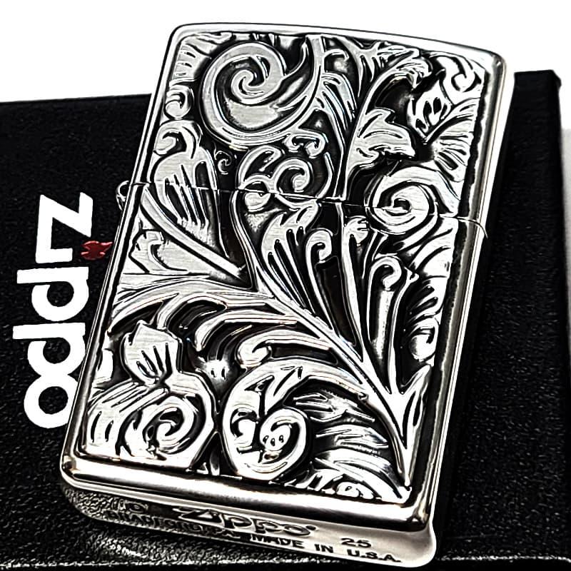ZIPPO（ジッポー） ライター 唐草 Wメタル ジッポ 銀燻し アラベスク 