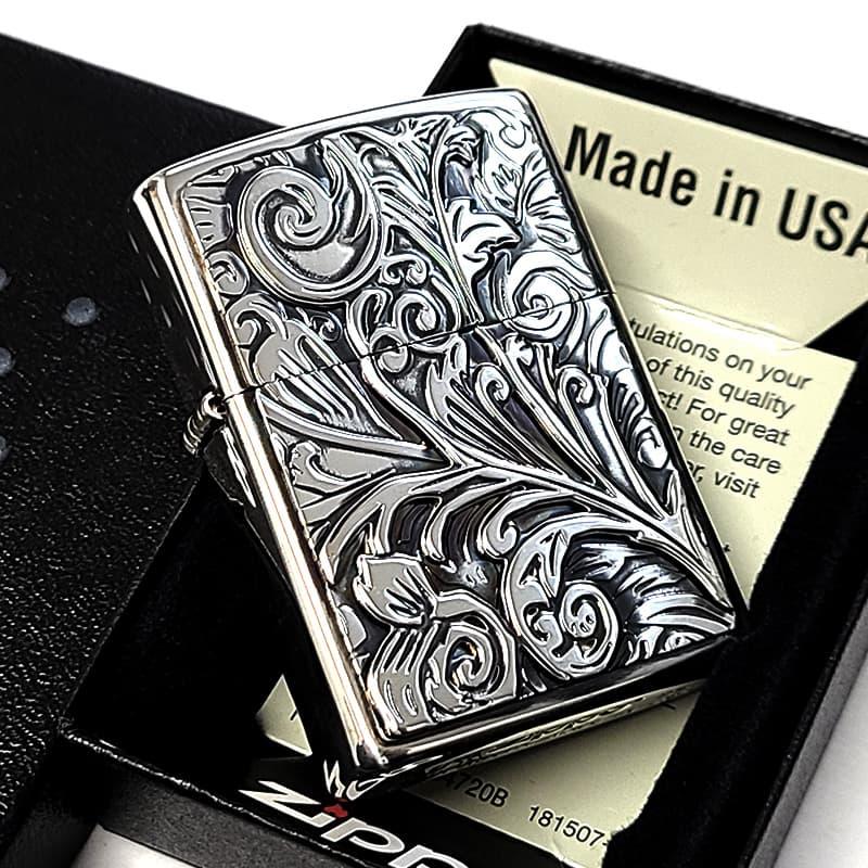 ZIPPO（ジッポー） ライター 唐草 Wメタル ジッポ 銀燻し アラベスク 