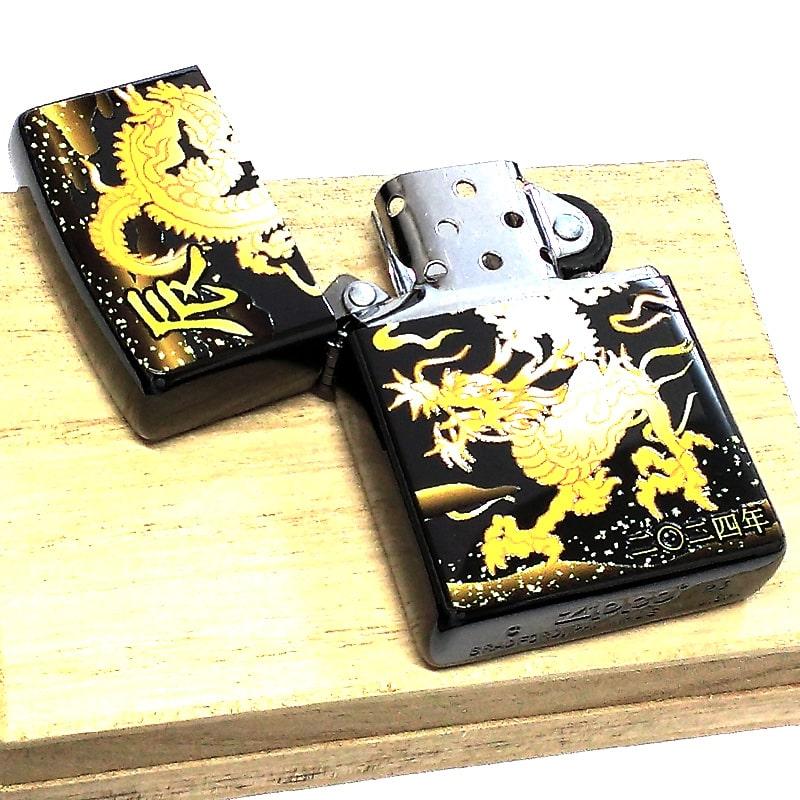 ZIPPO ジッポ ライター 辰 和柄 黒チタン 龍 2024年 干支 令和6