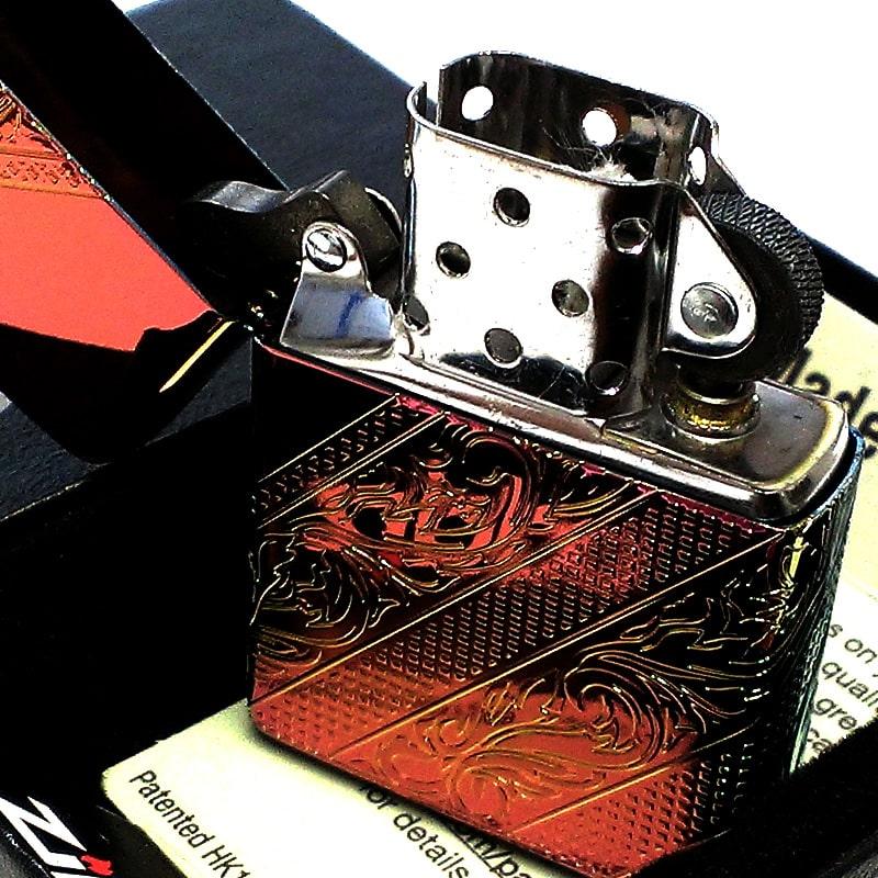 ZIPPO ライター アラベスク チタン加工 レインボー ジッポ 4面彫刻 虹色 高級 唐草 かっこいい メンズ ギフト プレゼント｜hayamipro｜04