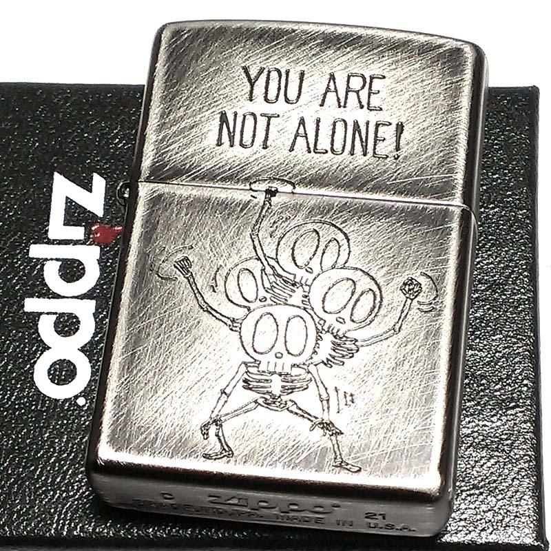 ZIPPO ライター ユーズドフィニッシュ ALONE スカル かわいい ジッポ 