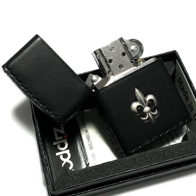 ZIPPO（ジッポー） ライター 本牛革巻き ブラック Leather Lily ジッポ