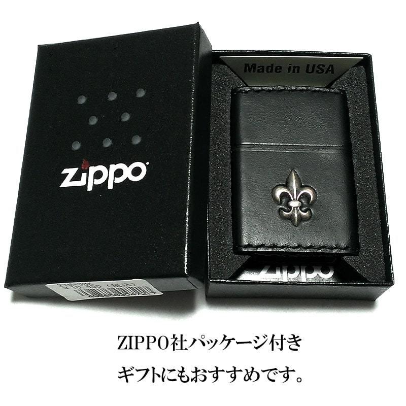 ZIPPO ライター 本牛革巻き ブラック Leather Lily ジッポ レザー