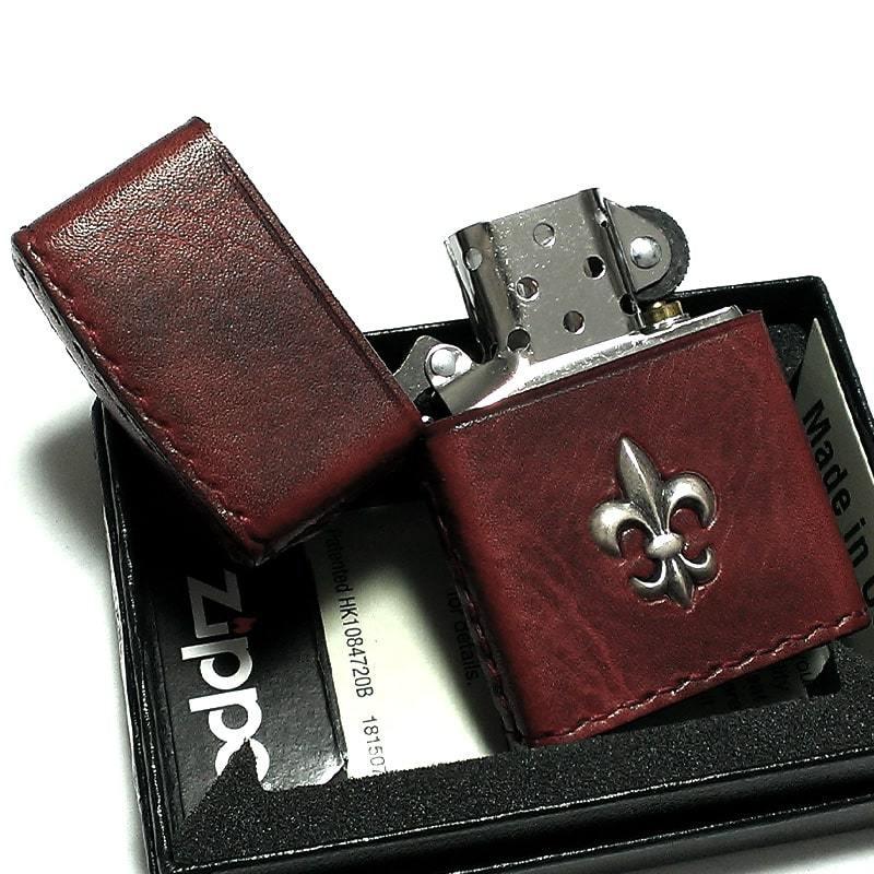 ZIPPO ライター 本牛革巻き ヴィンテージレッド Leather Lily ジッポ レザー リリー ユリ 赤 シンプル 牛革 かっこいい 男性 プレゼント｜hayamipro｜05