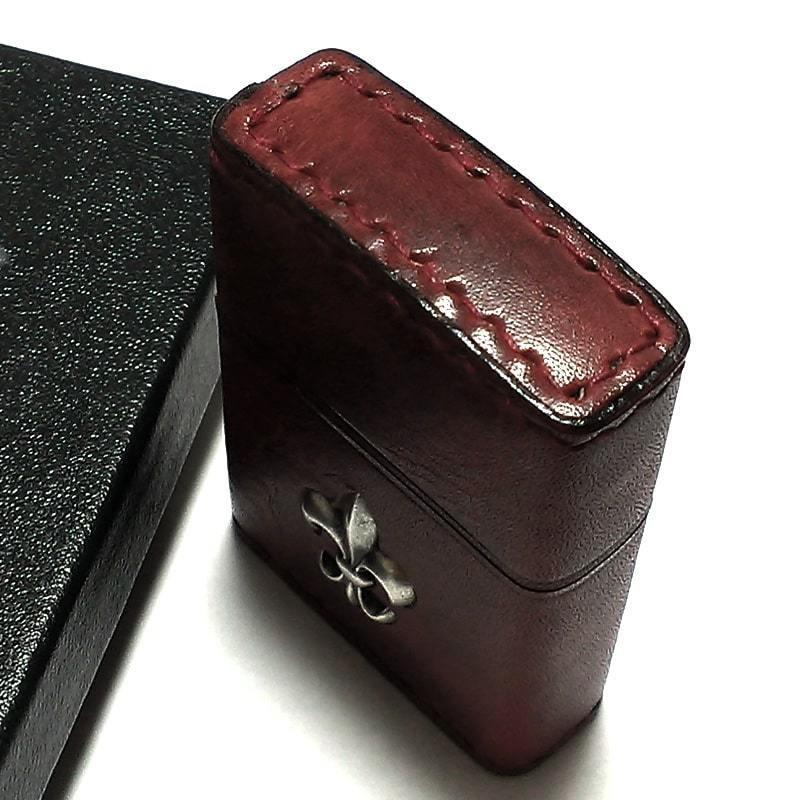 ZIPPO ライター 本牛革巻き ヴィンテージレッド Leather Lily