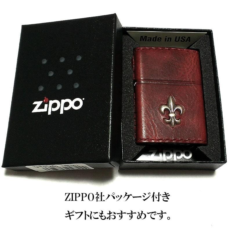 ZIPPO ライター 本牛革巻き ヴィンテージレッド Leather Lily