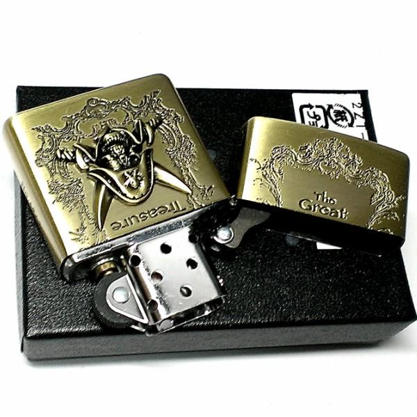 ZIPPO 限定 海賊メタル ジッポ かっこいい ライター 裏面宝の地図 