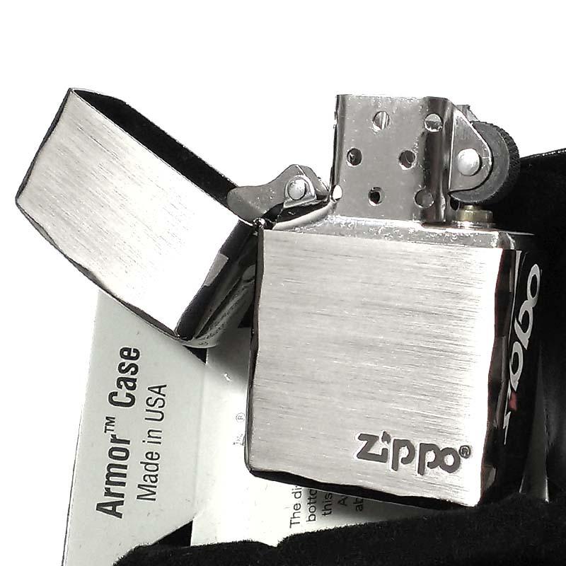 ZIPPO ライター アーマー ジッポ ロゴ シルバーサテン&ブラック ZIPPO ライター アーマー ジッポ ロゴ シルバーサテン&ブラック
