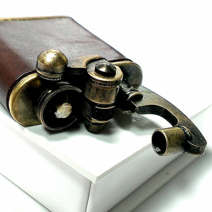 オイルライター Colibri コリブリ 本革巻き 茶 ブラウン