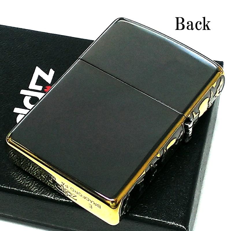 ZIPPO ライター 3面彫刻 コウモリ ジッポ ガンメタ＆ゴールド