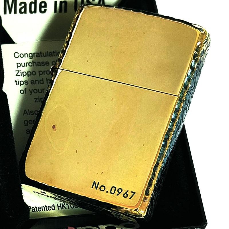 ZIPPO 訳あり ジッポ ライター 3面彫刻 アラベスク ゴールド
