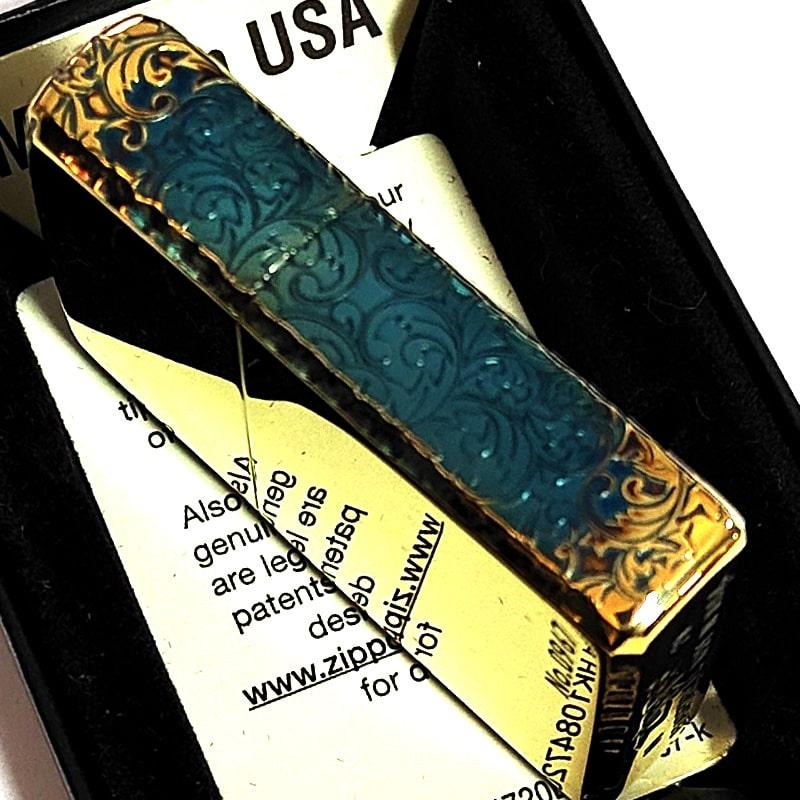 ZIPPO 訳あり ジッポ ライター 3面彫刻 アラベスク ゴールド