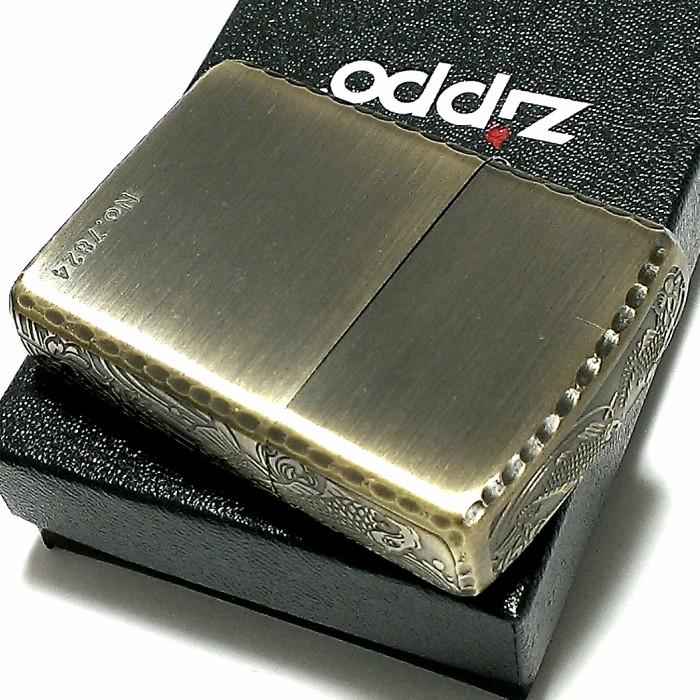 ZIPPO アーマー 限定 3面彫刻 昇鯉 アンティークゴールド ジッポ ライター ブラス古美仕上げ シリアルNo刻印 コーナーリューター