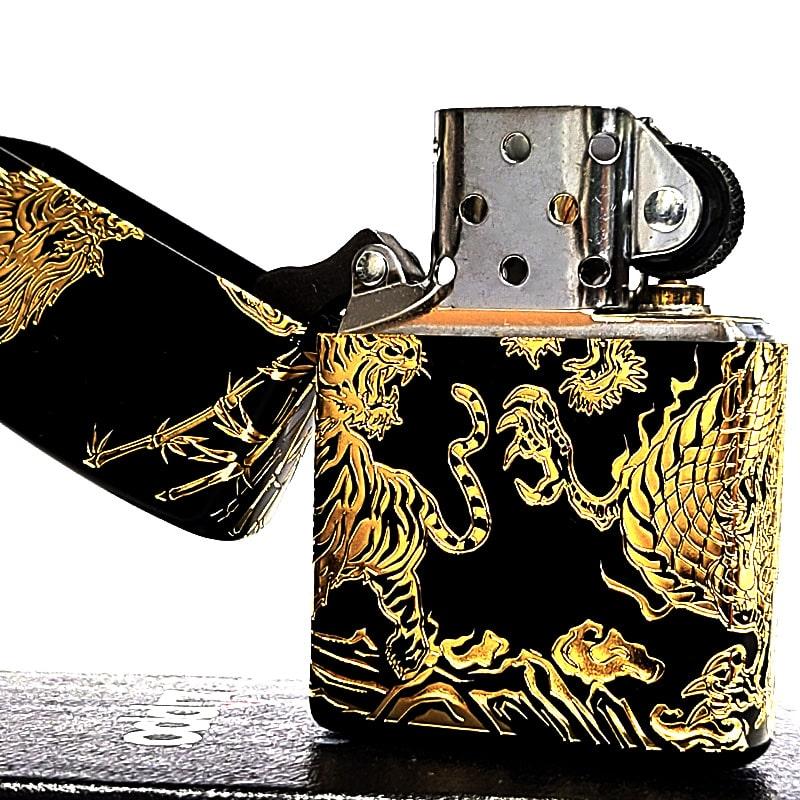 ZIPPO（ジッポー） 龍虎 和柄 かっこいい ジッポ ライター ブラック 