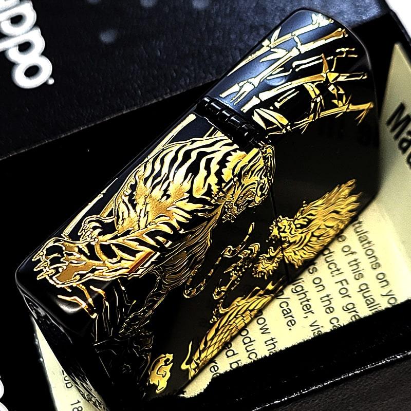 ZIPPO（ジッポー） 龍虎 和柄 かっこいい ジッポ ライター ブラック 