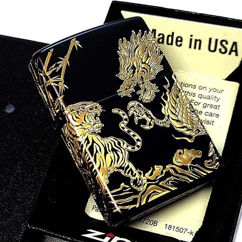ZIPPO（ジッポー） 龍虎 和柄 かっこいい ジッポ ライター ブラック 