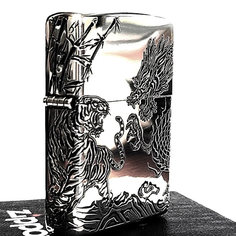 ZIPPO（ジッポー） ライター 龍虎 三面連続加工 アンティークシルバー