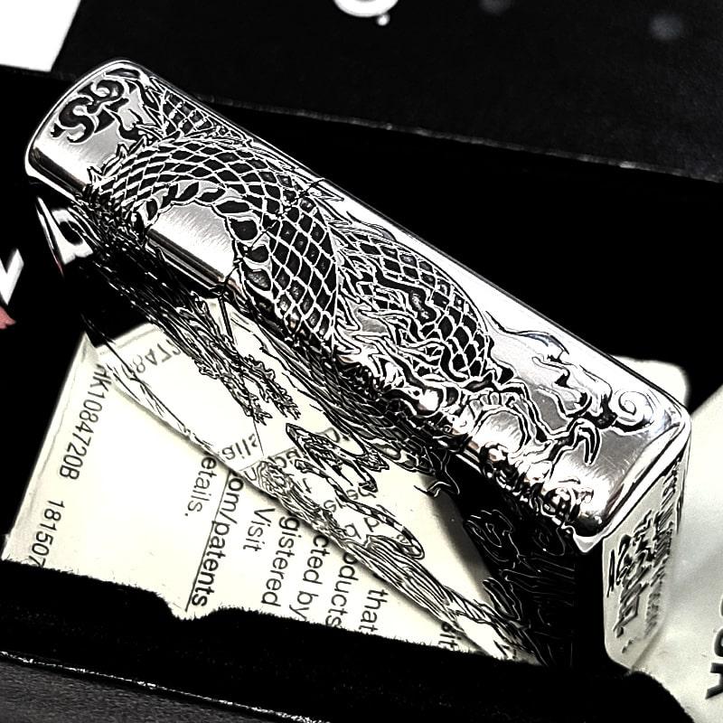 ZIPPO（ジッポー） ライター 龍虎 三面連続加工 アンティークシルバー