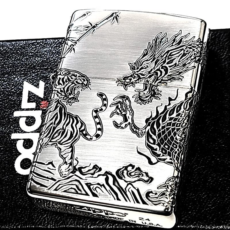 ZIPPO（ジッポー） ライター 龍虎 三面連続加工 アンティークシルバー