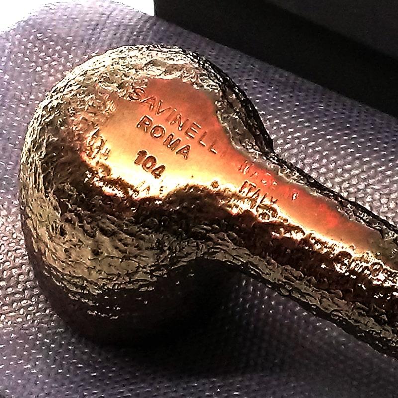 サビネリ　パイプ　サンドブラスト　ベント　プライヤー　銀巻　未使用品　大型 パイプ サビネリ ローマ 104 SAVINELLI 喫煙具 イタリア製 ストレート