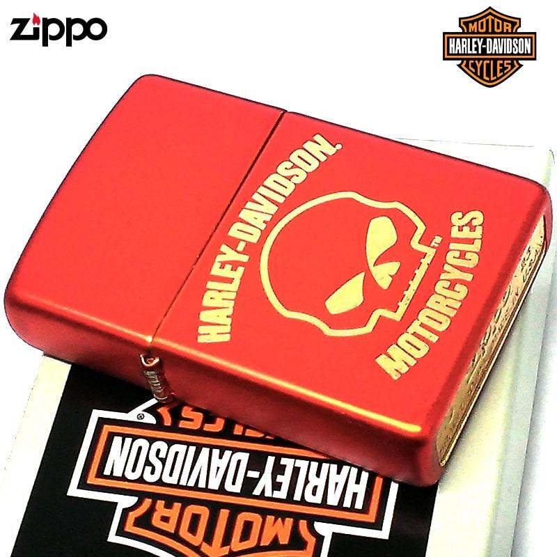ZIPPOライター ハーレー ダビッドソン スカル ジッポ レッド ロゴ 赤 かっこいい ドクロ おしゃれ メンズ プレゼント ギフトの画像