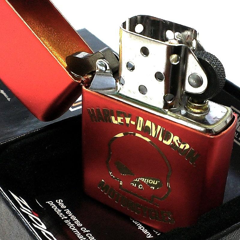 ZIPPOライター ハーレー ダビッドソン スカル ジッポ レッド ロゴ 赤 かっこいい ドクロ おしゃれ メンズ プレゼント ギフトの画像