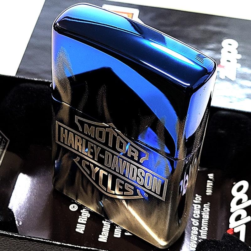 ZIPPO（ジッポー） ハーレー ダビッドソン 鏡面ブルー＆4面レーザー